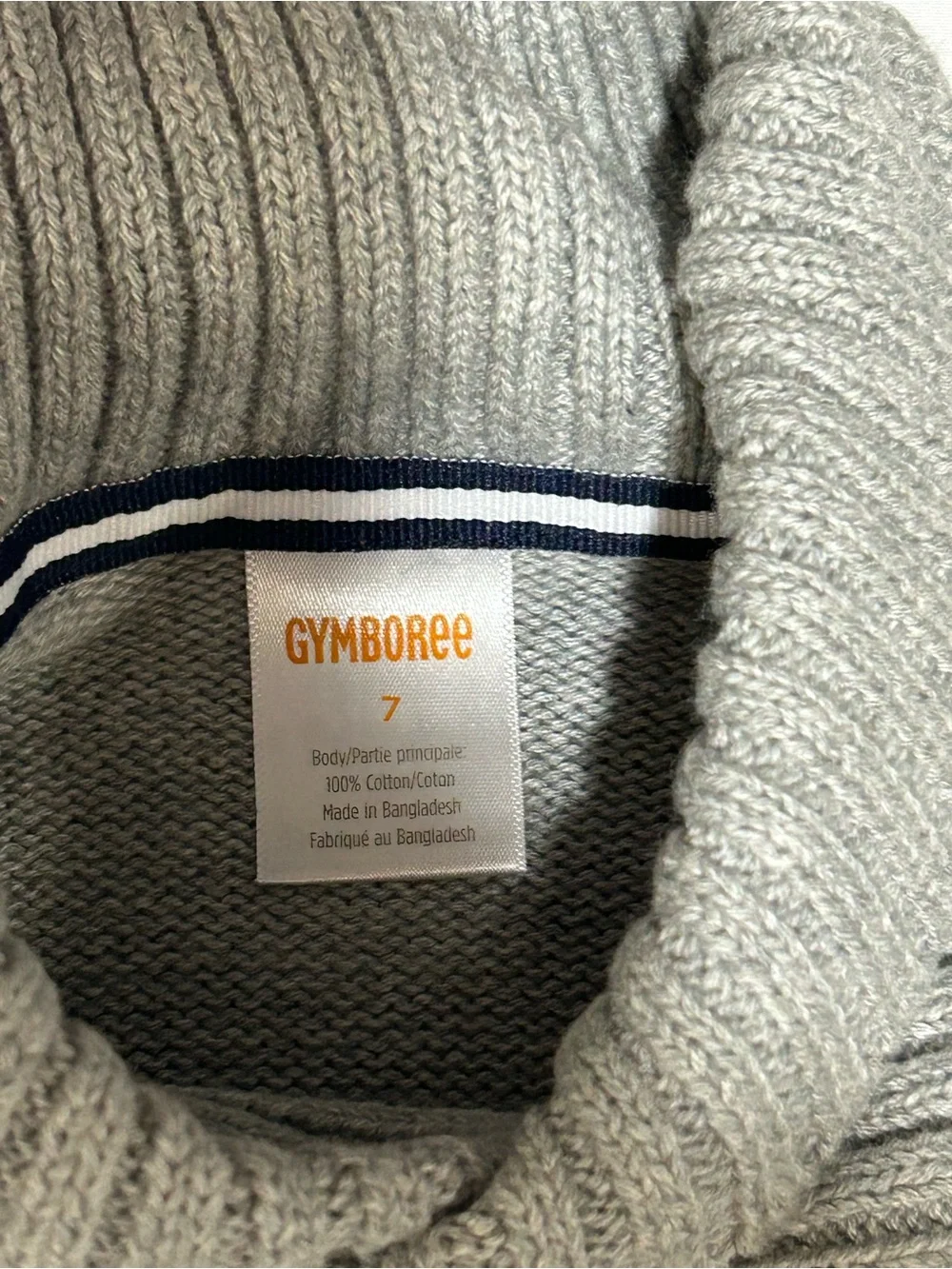 Gymboree Boys 7 Gray Long Sleeve Cable Knit Shawl Sweater NWT